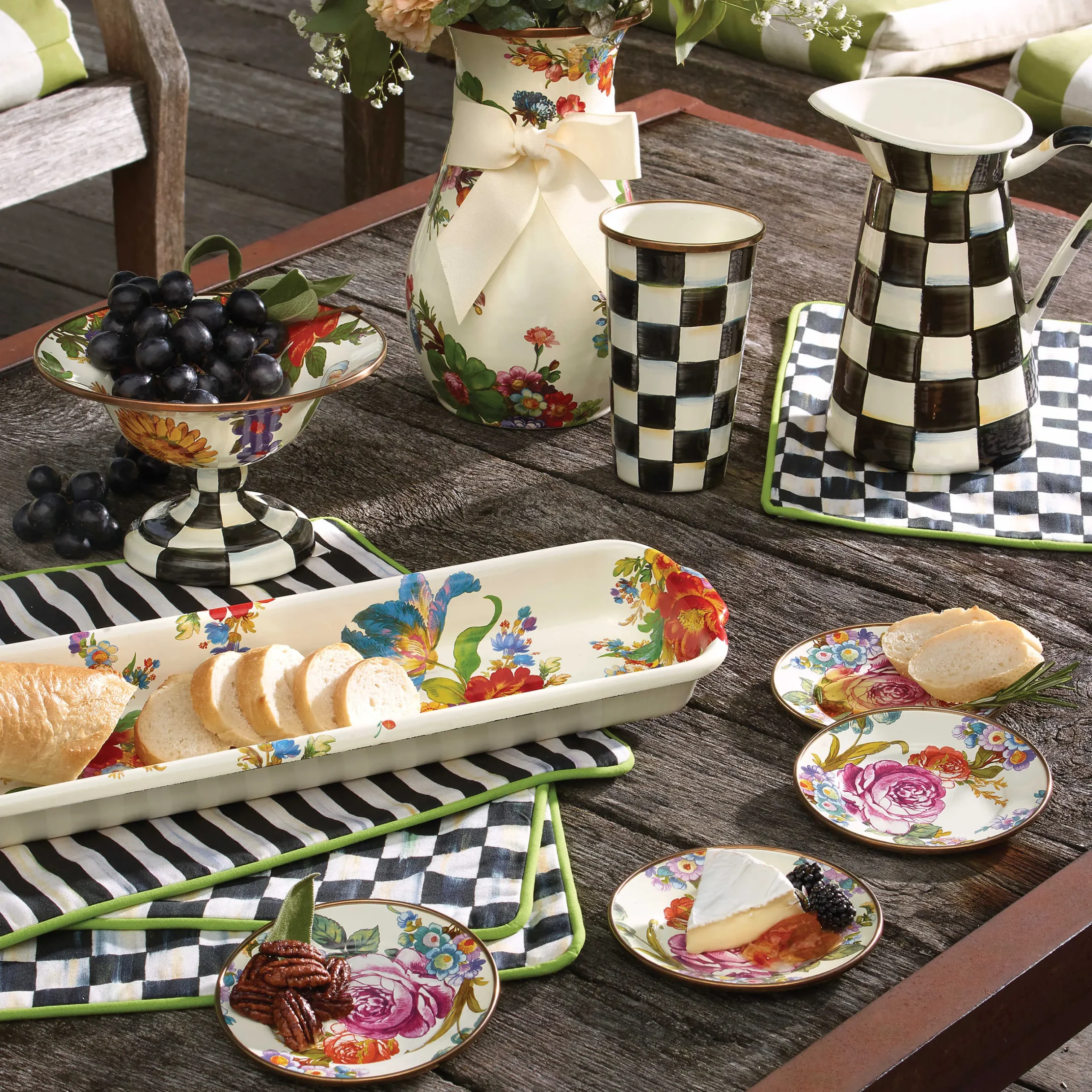 Clearance MacKenzie-Childs Flower Market Baguette Dish - White