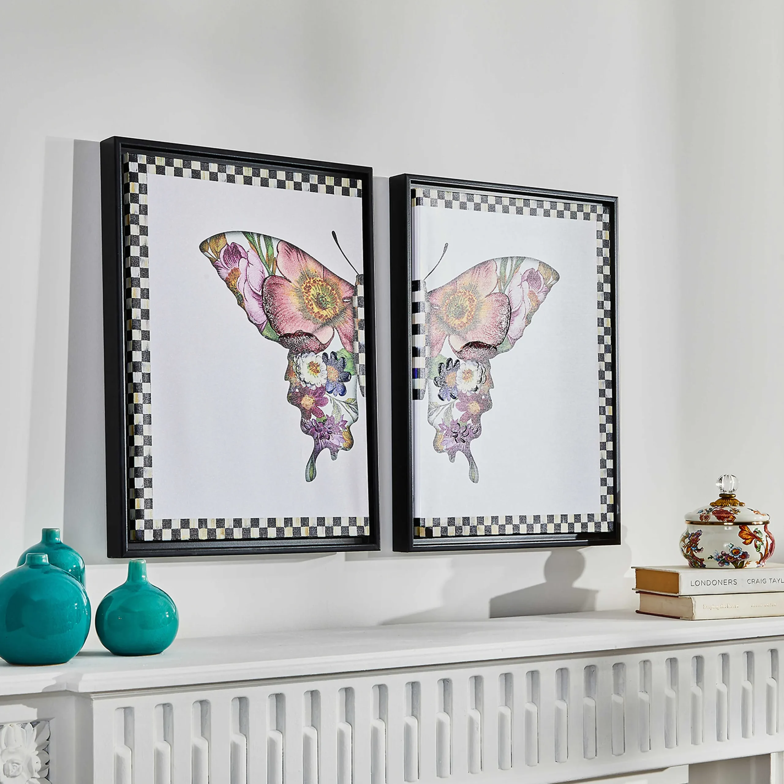 New MacKenzie-Childs Flower Market Butterfly Wall Art - Set Of 2