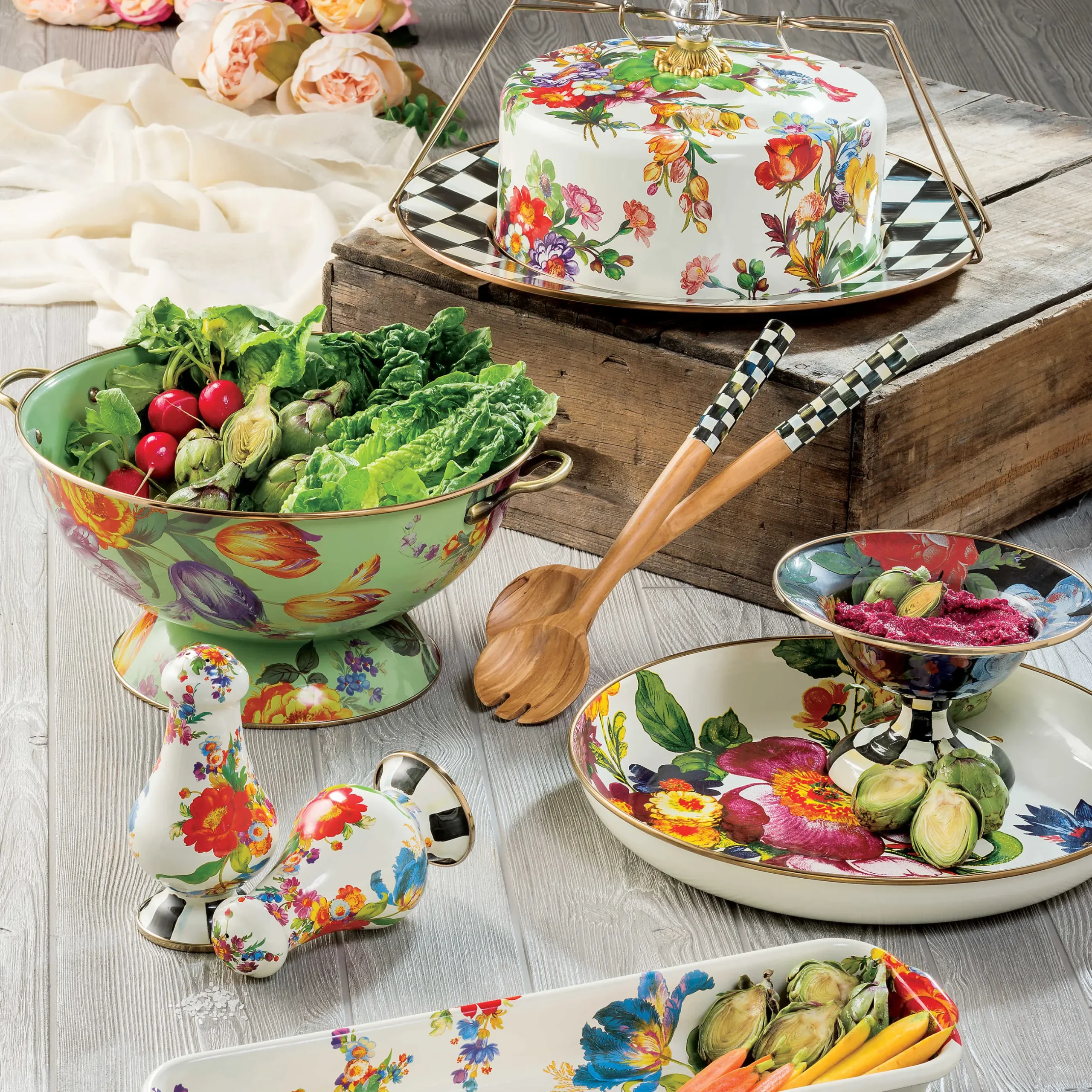 Best MacKenzie-Childs Flower Market Cake Carrier - White