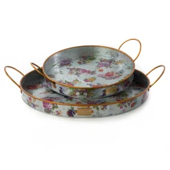 MacKenzie-Childs Flower Market Galvanized Serving Trays - Set Of 2