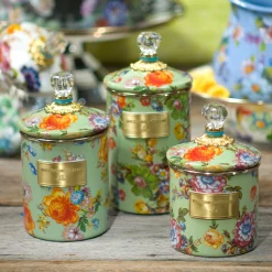 New MacKenzie-Childs Flower Market Large Canister - Green