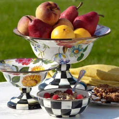 Outlet MacKenzie-Childs Flower Market Large Compote - White