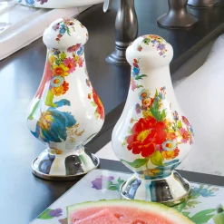 MacKenzie-Childs Flower Market Large Salt & Pepper Shakers - White