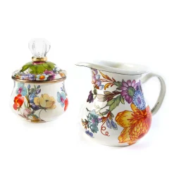 Hot MacKenzie-Childs Flower Market Lidded Sugar Bowl - White