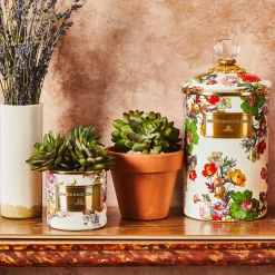 MacKenzie-Childs Flower Market Mini Canister - White