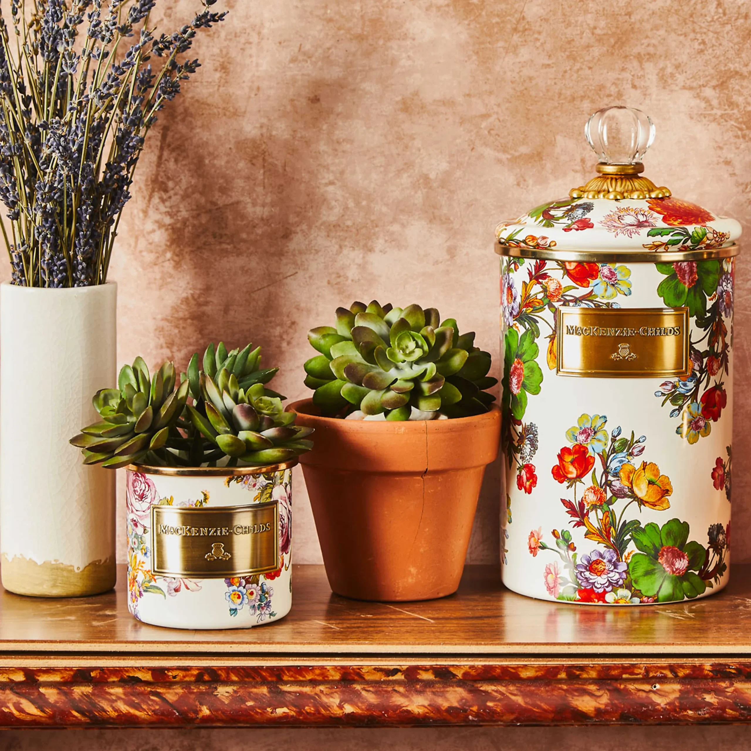MacKenzie-Childs Flower Market Mini Canister - White