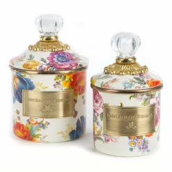 MacKenzie-Childs Flower Market Mini Canister - White
