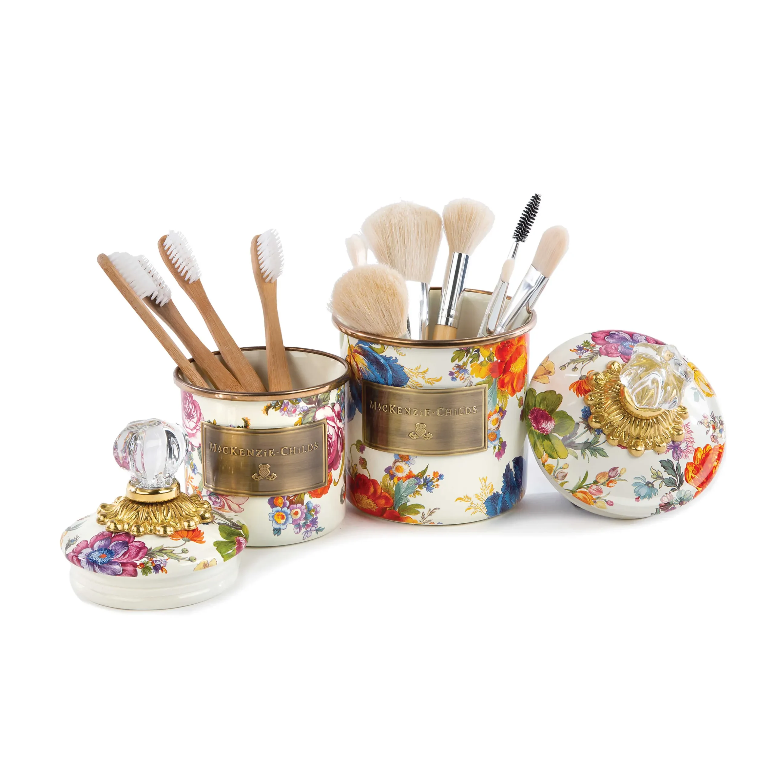 MacKenzie-Childs Flower Market Mini Canister - White