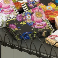 Discount MacKenzie-Childs Flower Market Paper Napkins - Cocktail - Black