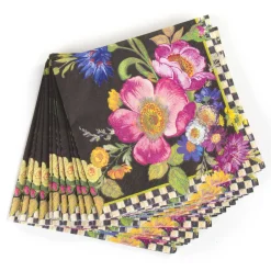 Discount MacKenzie-Childs Flower Market Paper Napkins - Cocktail - Black