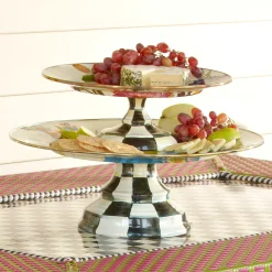 MacKenzie-Childs Flower Market Pedestal Platter - White