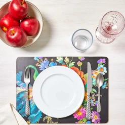 MacKenzie-Childs Flower Market Placemats - Black - Set Of 4