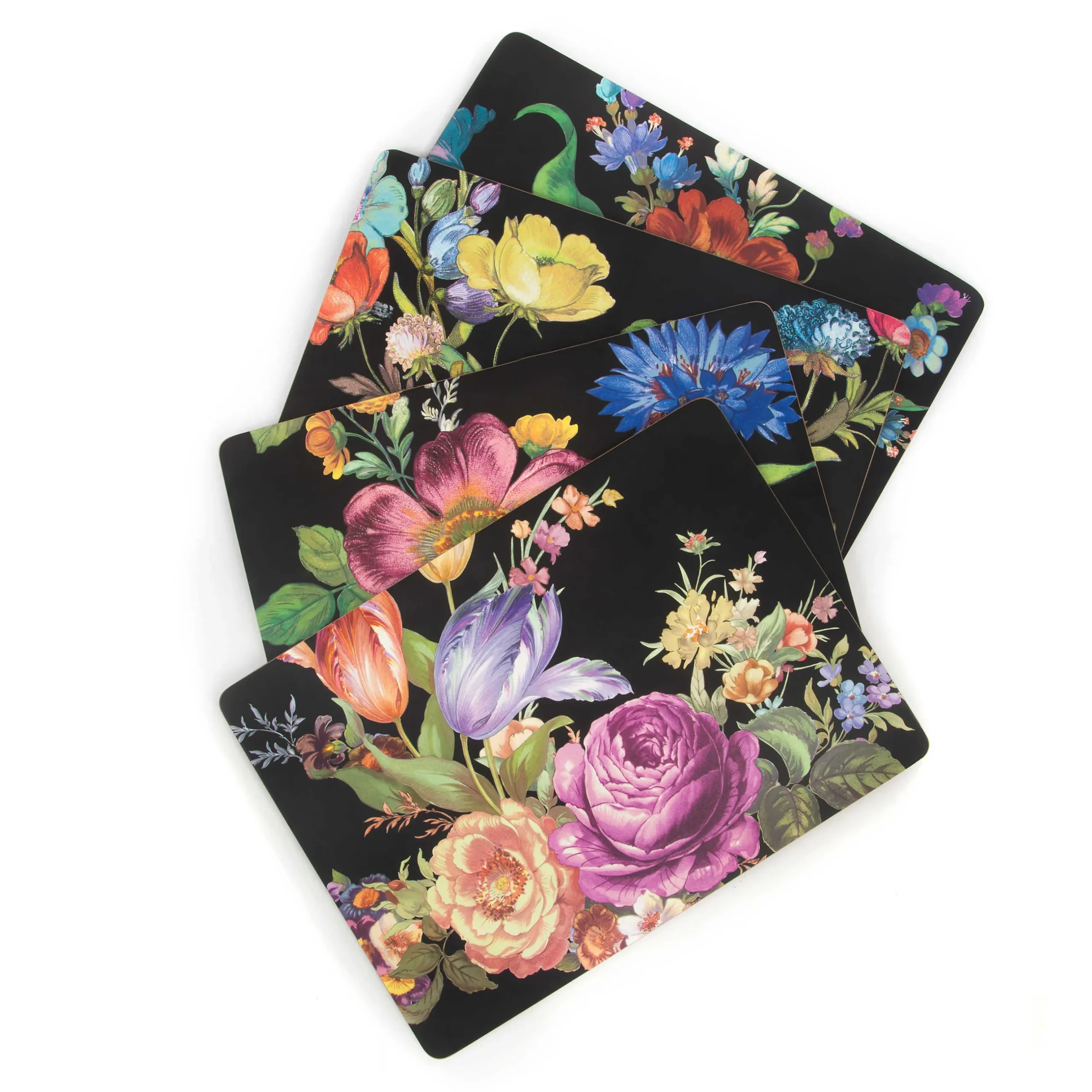 MacKenzie-Childs Flower Market Placemats - Black - Set Of 4