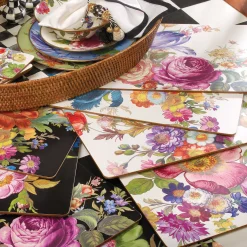 New MacKenzie-Childs Flower Market Placemats - White - Set Of 4
