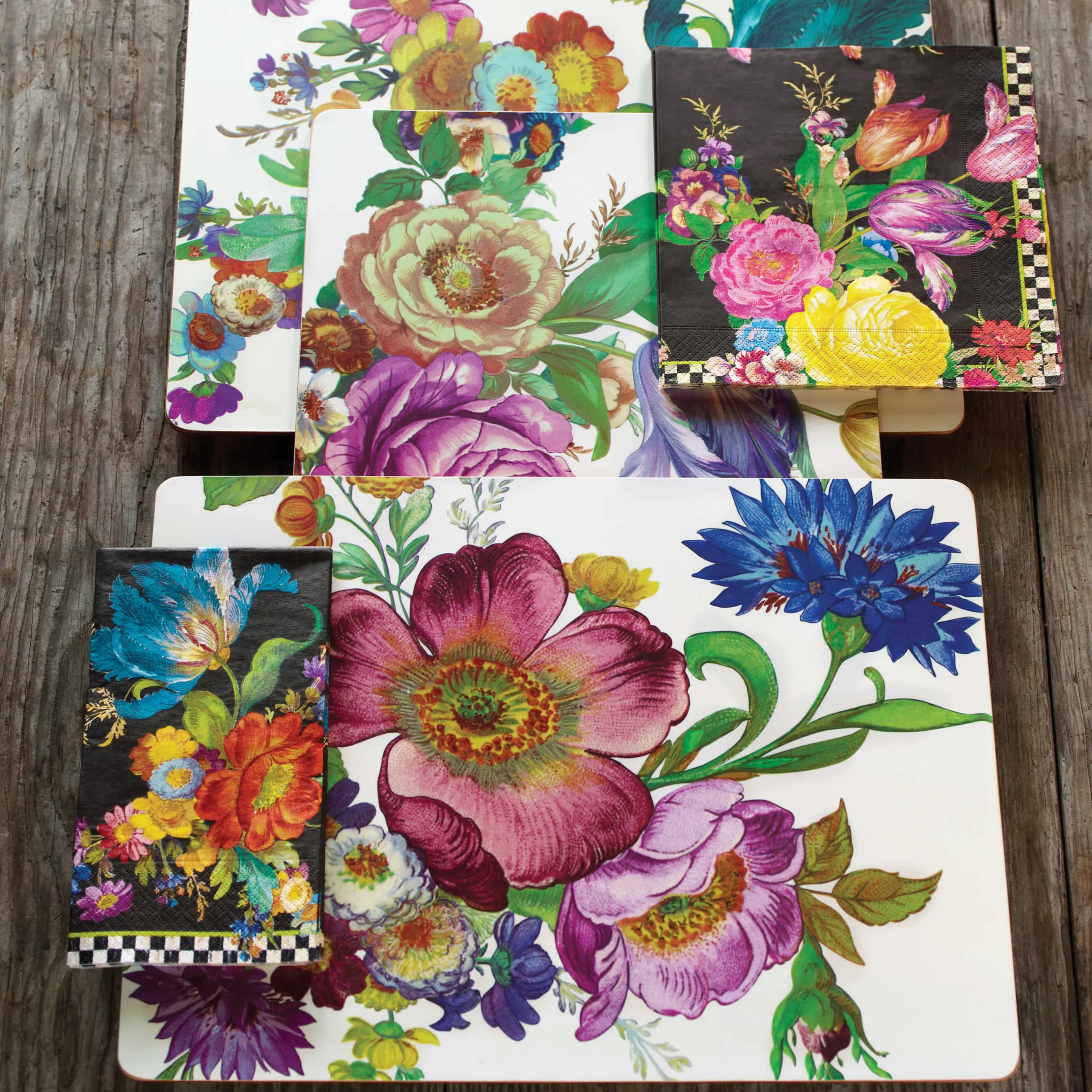 New MacKenzie-Childs Flower Market Placemats - White - Set Of 4