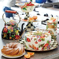 Clearance MacKenzie-Childs Flower Market 3 Quart Tea Kettle - Black