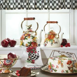 Online MacKenzie-Childs Flower Market 2 Quart Tea Kettle - White