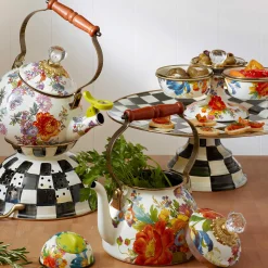 Online MacKenzie-Childs Flower Market 2 Quart Tea Kettle - White