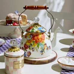 Online MacKenzie-Childs Flower Market 2 Quart Tea Kettle - White