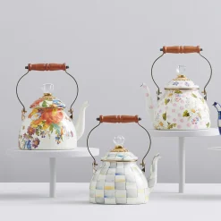 Online MacKenzie-Childs Flower Market 2 Quart Tea Kettle - White