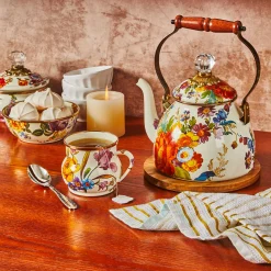 Online MacKenzie-Childs Flower Market 2 Quart Tea Kettle - White