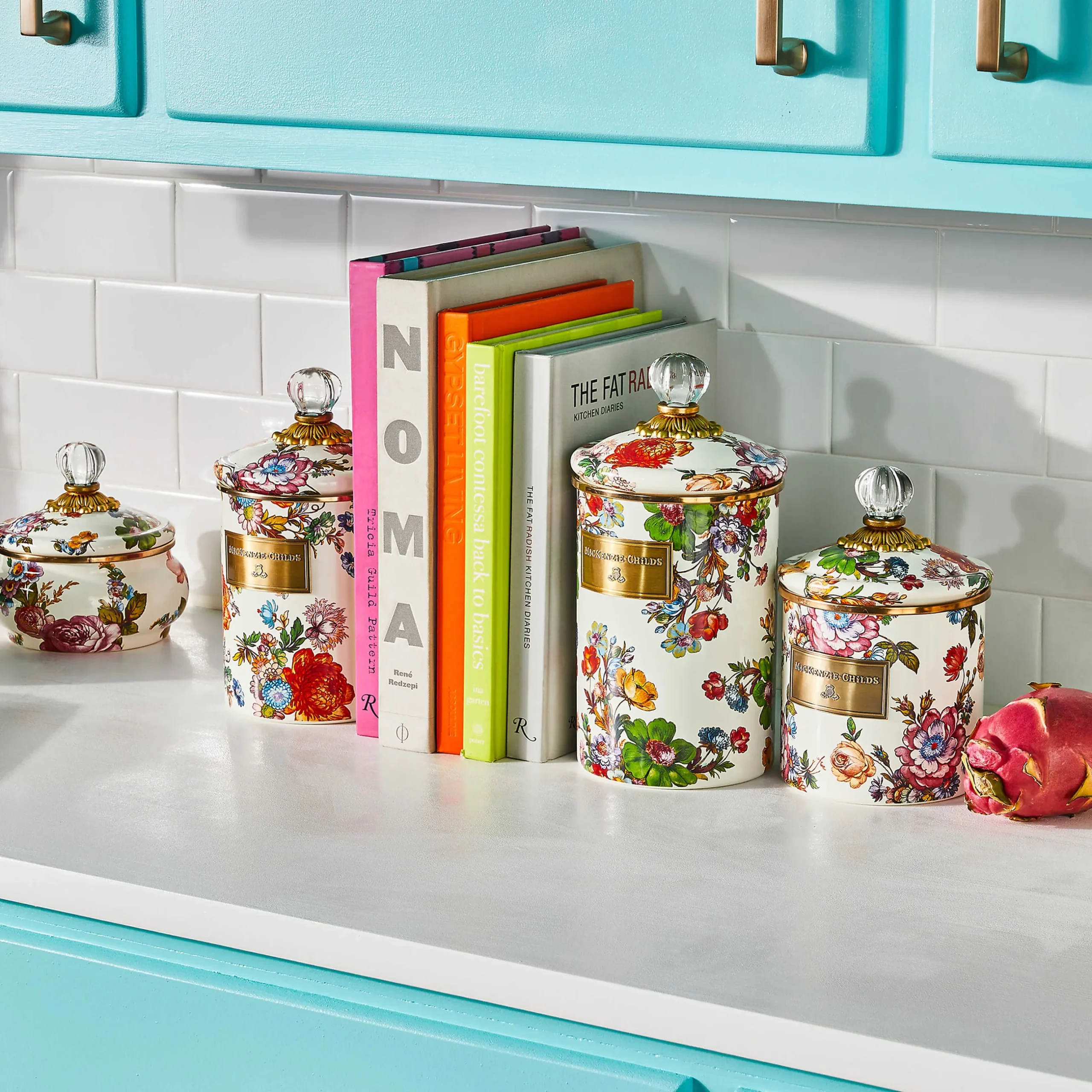 Hot MacKenzie-Childs Flower Market Small Canister - White