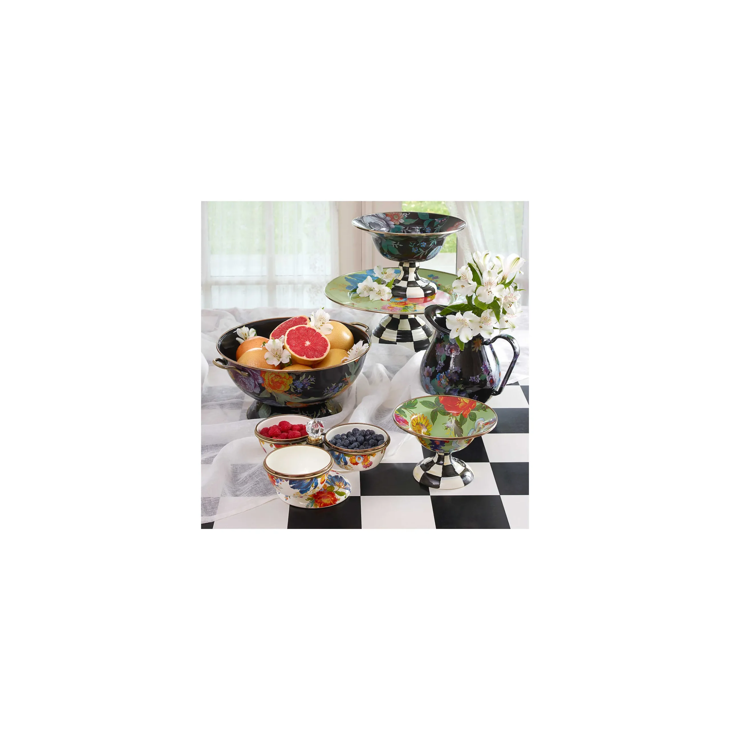 Hot MacKenzie-Childs Flower Market Small Compote - Black