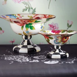 Outlet MacKenzie-Childs Flower Market Small Compote - White