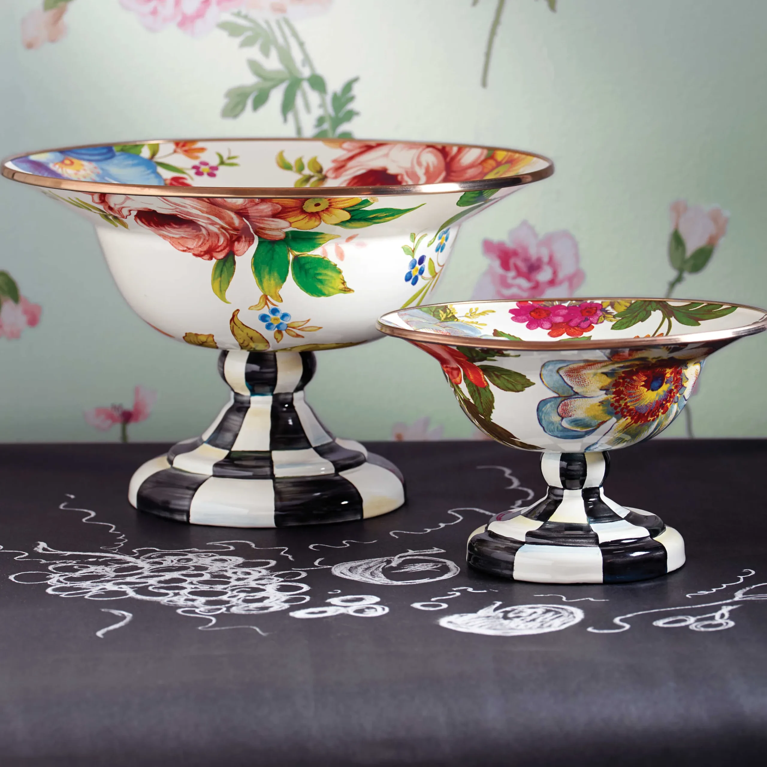 Outlet MacKenzie-Childs Flower Market Small Compote - White