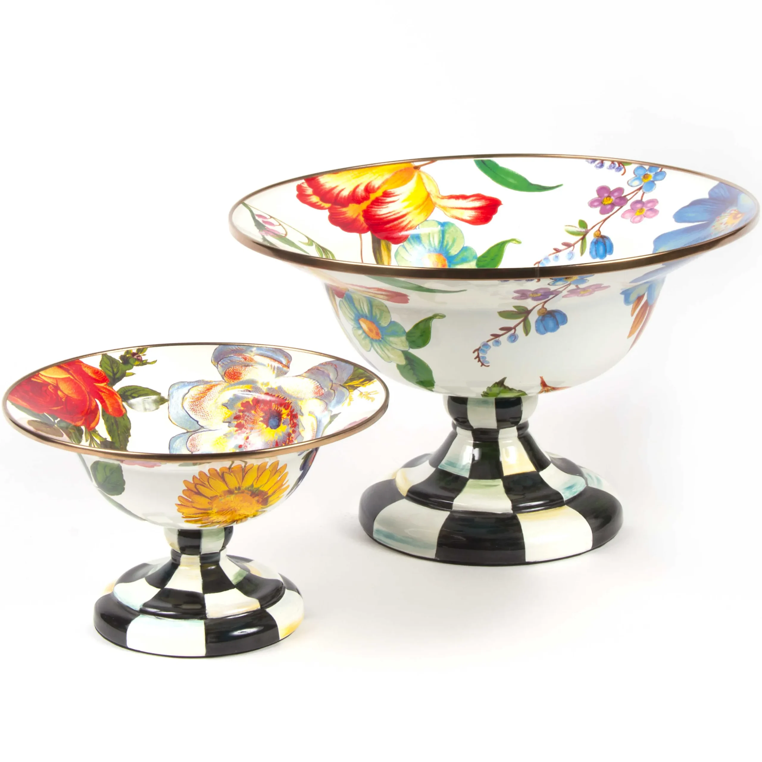 Outlet MacKenzie-Childs Flower Market Small Compote - White