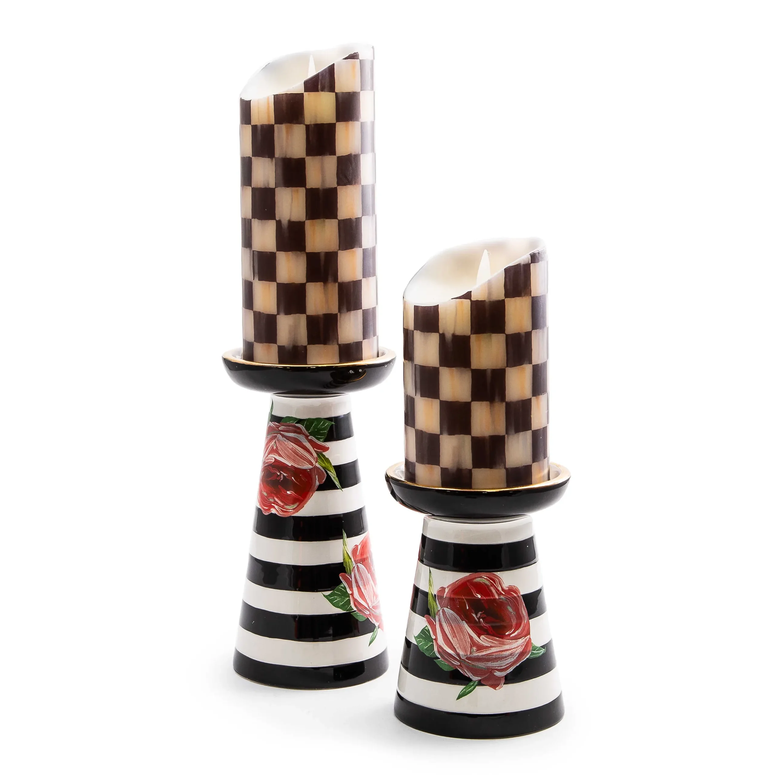 Best MacKenzie-Childs Flower Show Pillar Candle Holders - Set Of 2