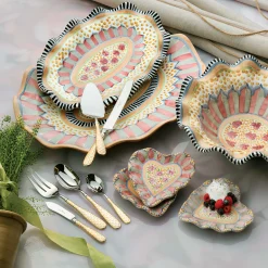 Discount MacKenzie-Childs Gold Check Cake Serving Set