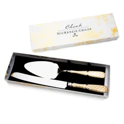 Discount MacKenzie-Childs Gold Check Cake Serving Set