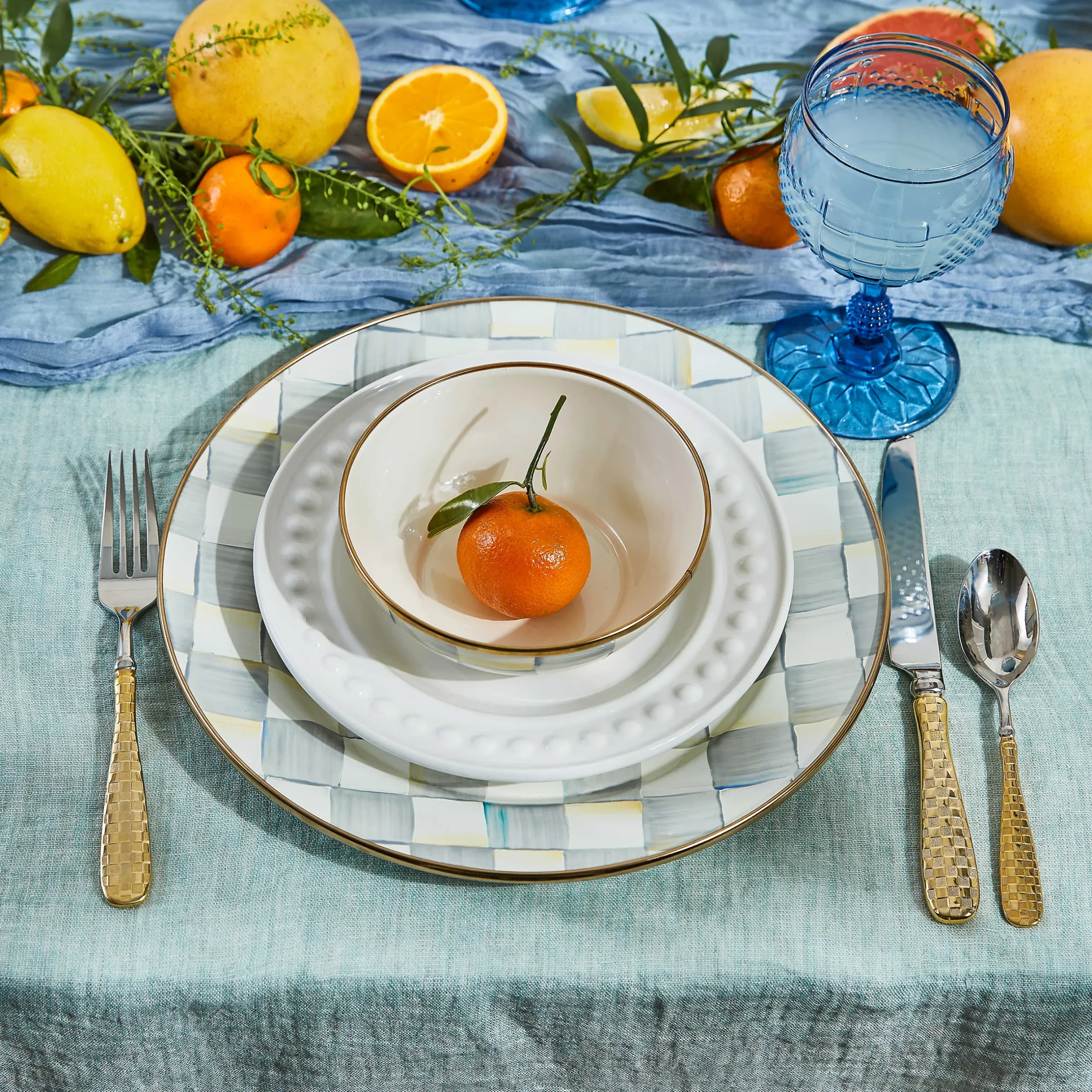 Outlet MacKenzie-Childs Gold Check Flatware - 5-Piece Place Setting