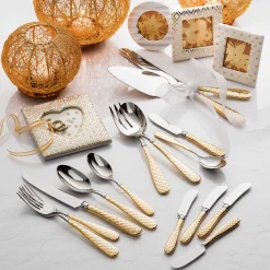 Online MacKenzie-Childs Gold Check Hostess Serving Set
