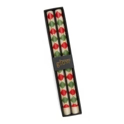 Best MacKenzie-Childs Harlequin Dot Dinner Candles - Red, Green, & Gold - Set Of 2