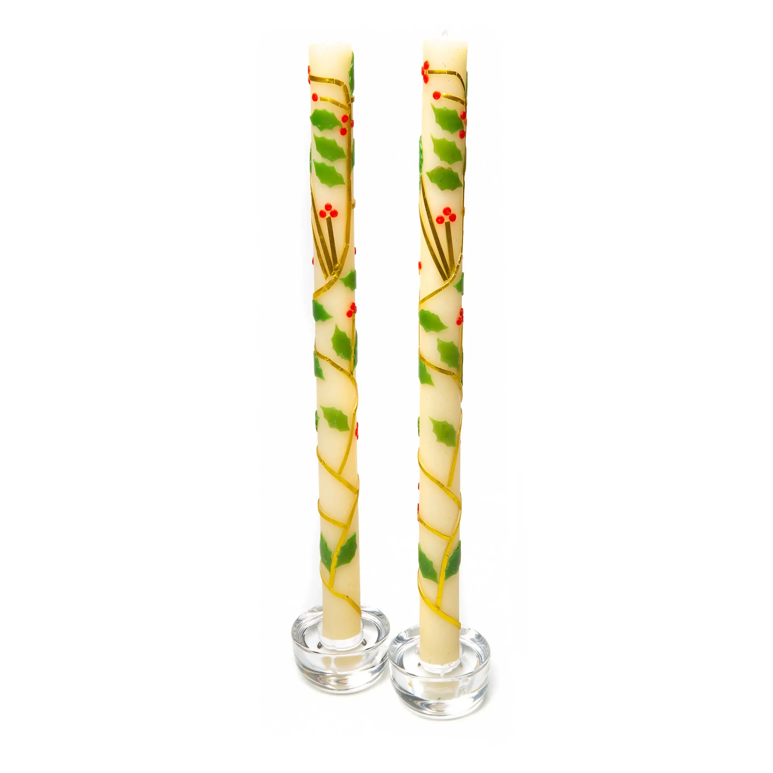Clearance MacKenzie-Childs Holly Dinner Candles - Set Of 2