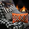 Clearance MacKenzie-Childs Houndstooth Throw - Black & Ivory