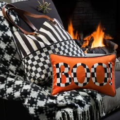Clearance MacKenzie-Childs Houndstooth Throw - Black & Ivory