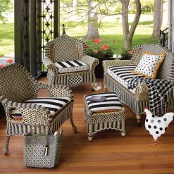 Clearance MacKenzie-Childs Houndstooth Throw - Black & Ivory