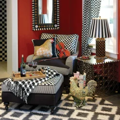 Clearance MacKenzie-Childs Houndstooth Throw - Black & Ivory