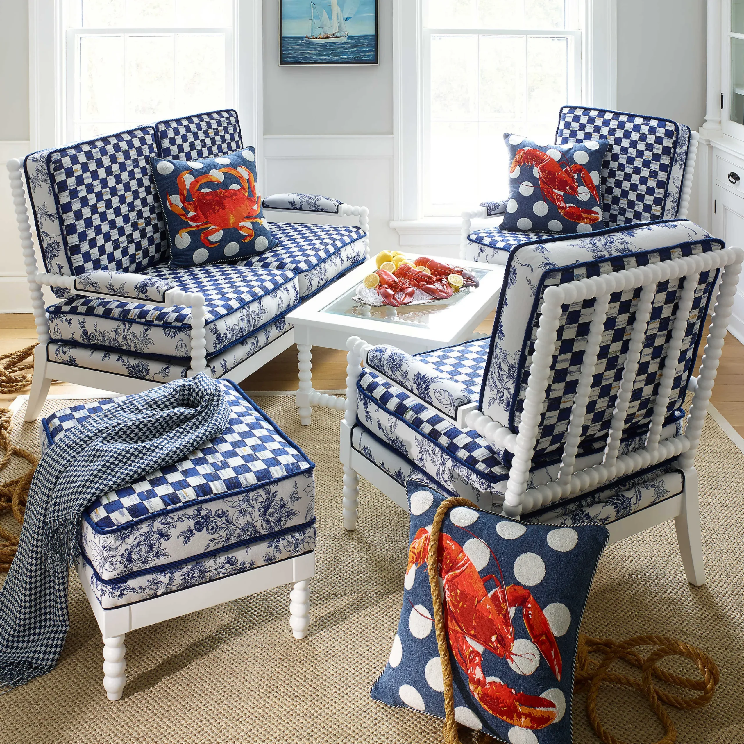 Hot MacKenzie-Childs Indigo Villa Outdoor Chair