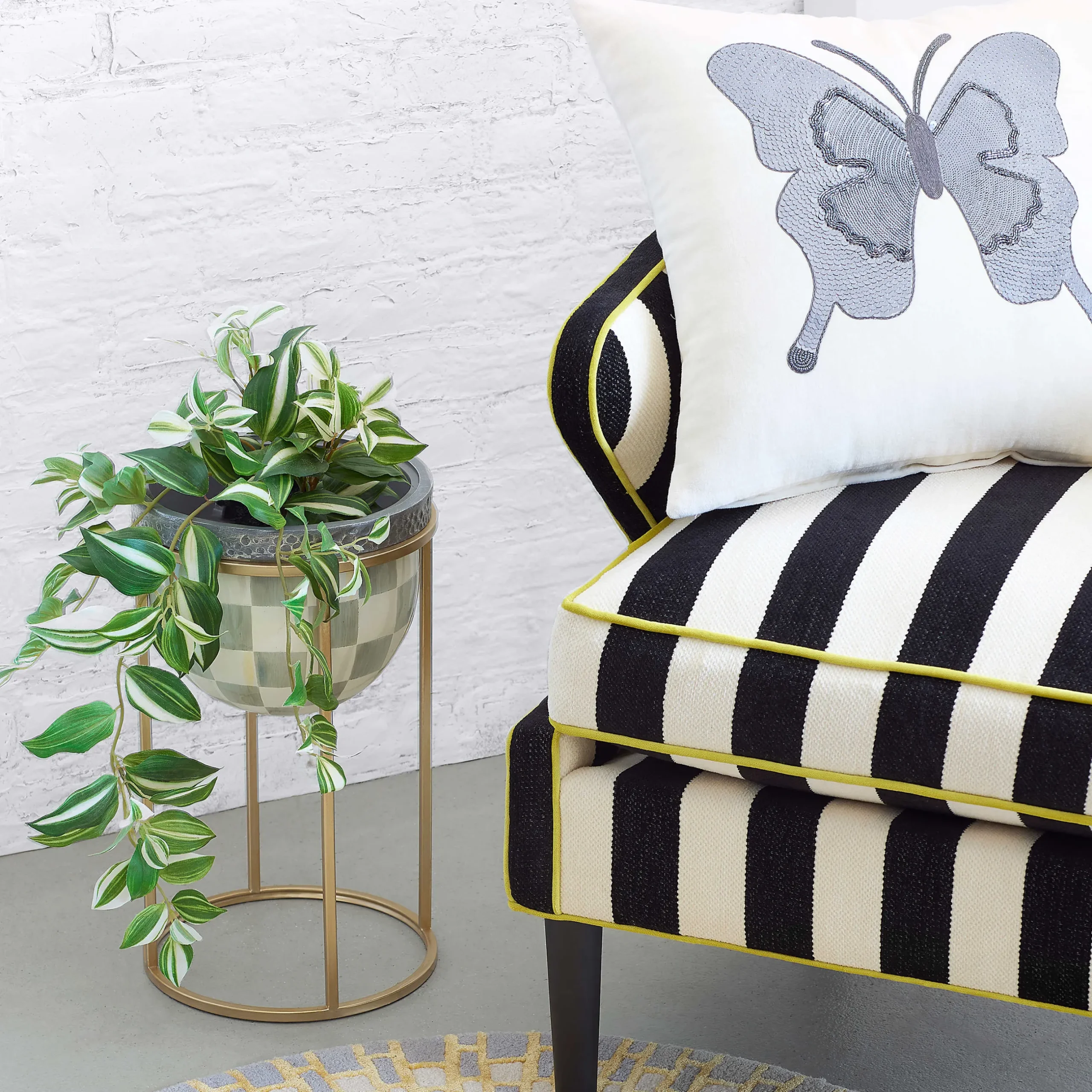 New MacKenzie-Childs Ivory Butterfly Pillow