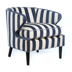 Outlet MacKenzie-Childs Marquee Accent Chair - Chenille Navy Stripe