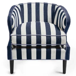 Outlet MacKenzie-Childs Marquee Accent Chair - Chenille Navy Stripe