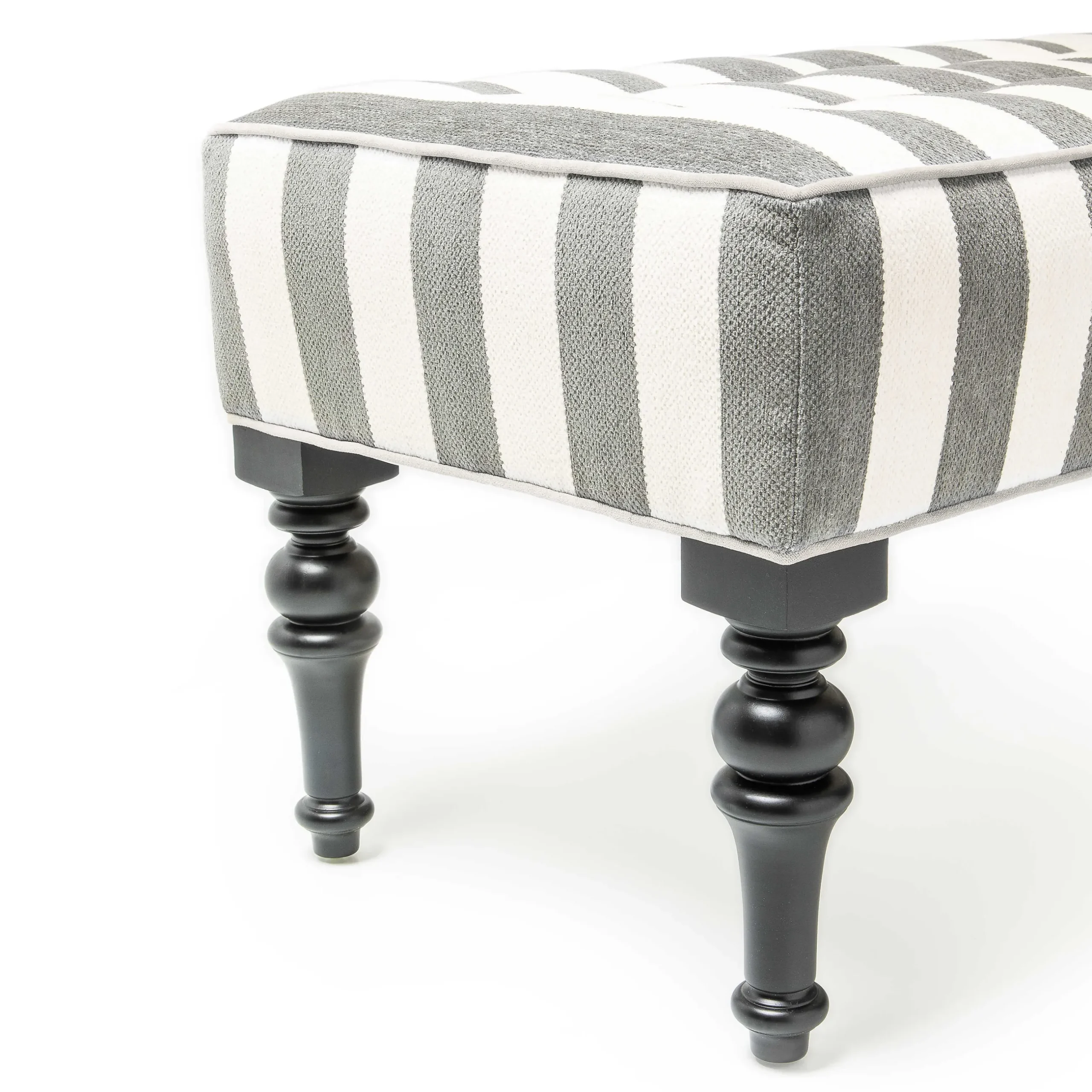 Hot MacKenzie-Childs Marquee Bench - Chenille Grey Stripe