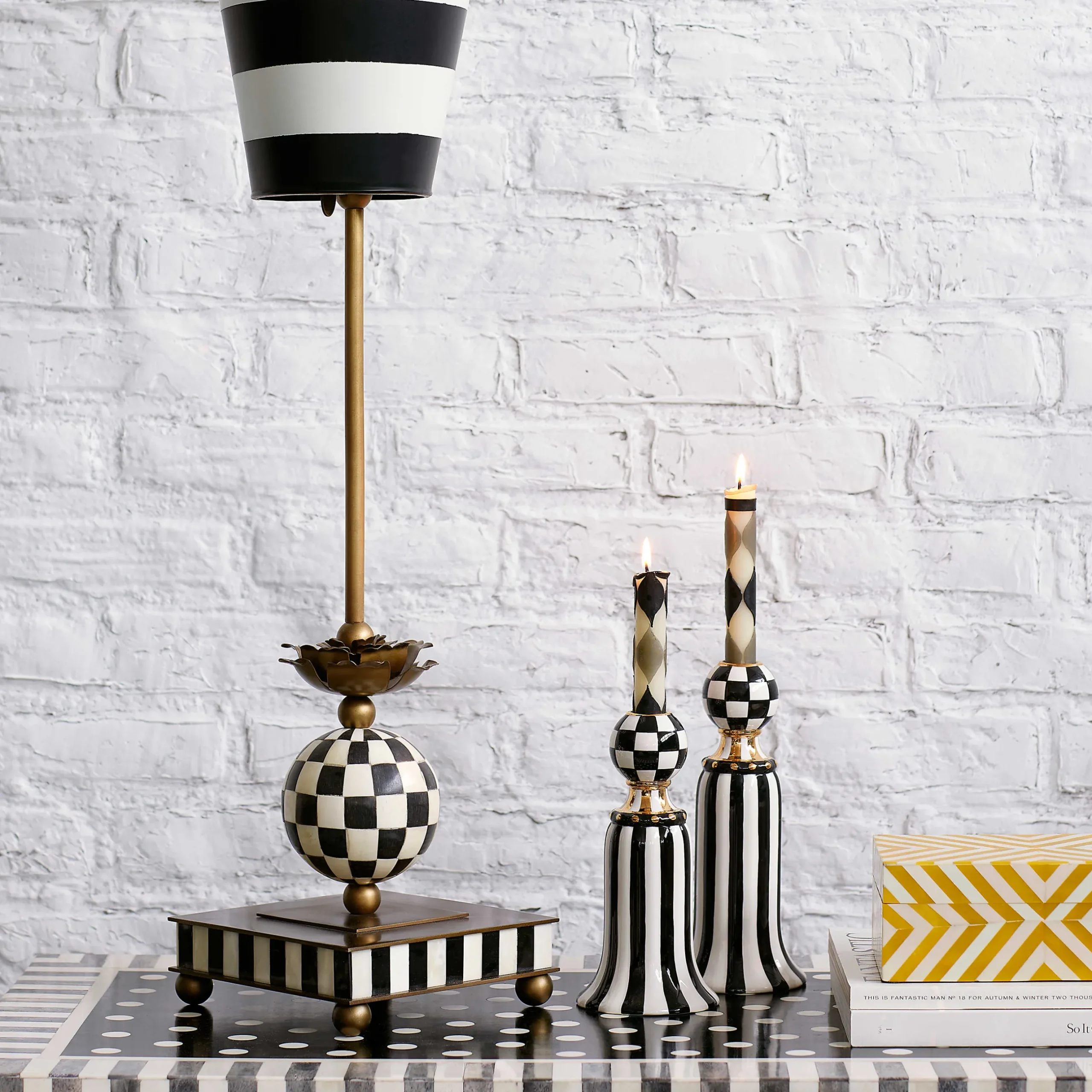 Hot MacKenzie-Childs Marquee Candle Holders - Set Of 2