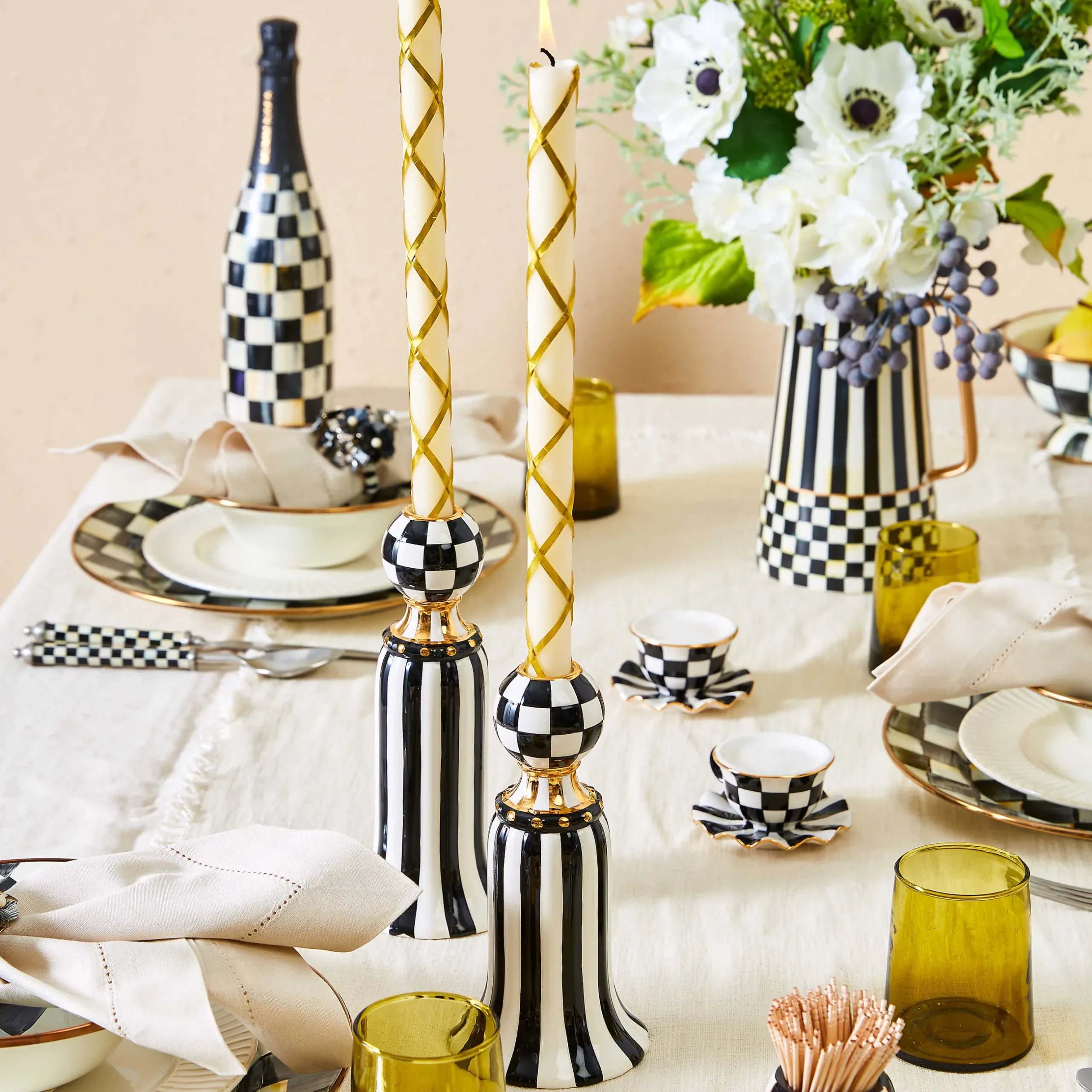 Hot MacKenzie-Childs Marquee Candle Holders - Set Of 2
