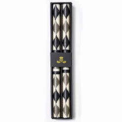 Online MacKenzie-Childs Marquee Dinner Candles - Black & Grey - Set Of 2