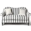 Clearance MacKenzie-Childs Marquee Loveseat - Chenille Grey Stripe